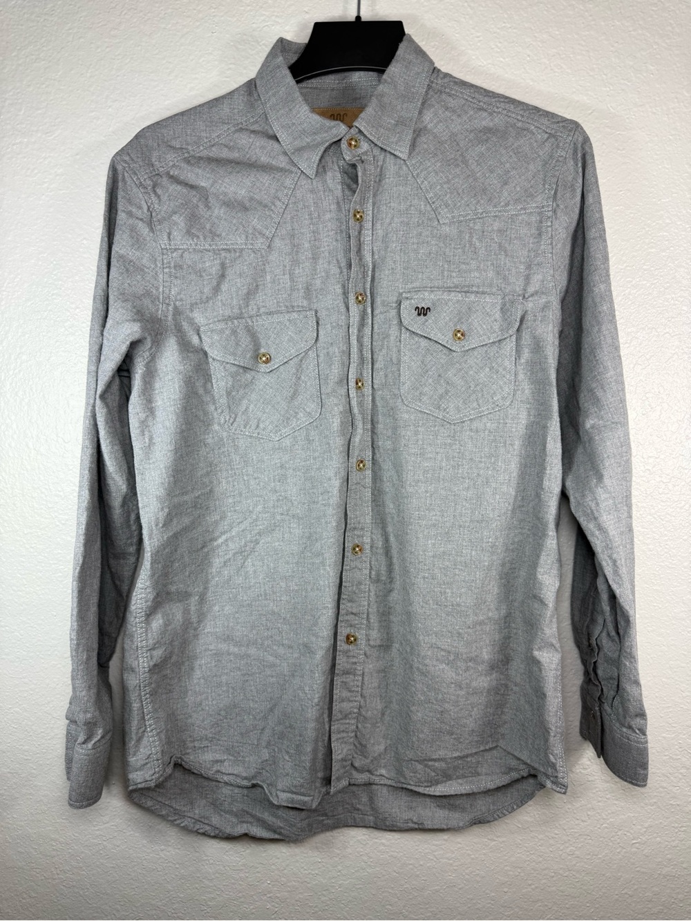 King Ranch Gray Long Sleeve Western Button Up Shirt Size Large Rancher Cowboy